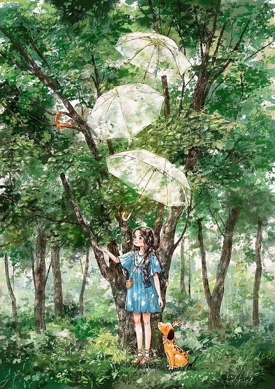 画师:aeppol ​​​ 笔下的森系女孩插画作品 #插画