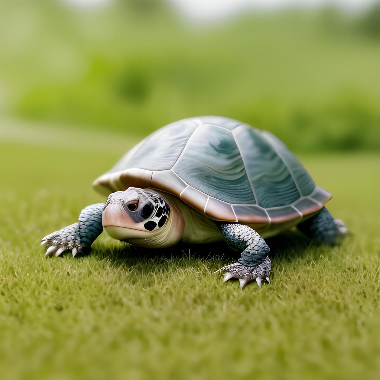 乌龟在绿色的草地上散步 #乌龟是好运的象征# #好运# #乌龟