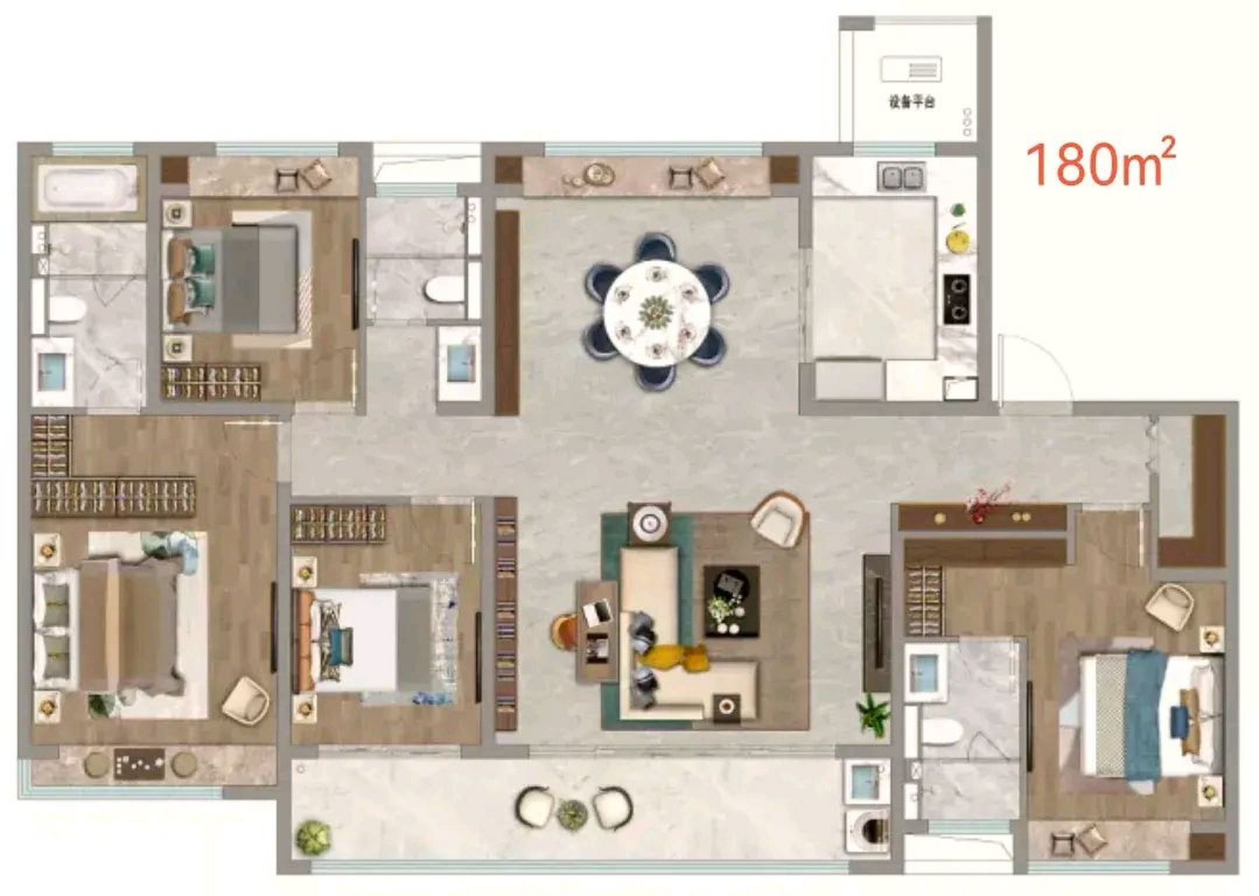 如果想找一款完美的180平米户型,恭喜你,你现在就找到了.