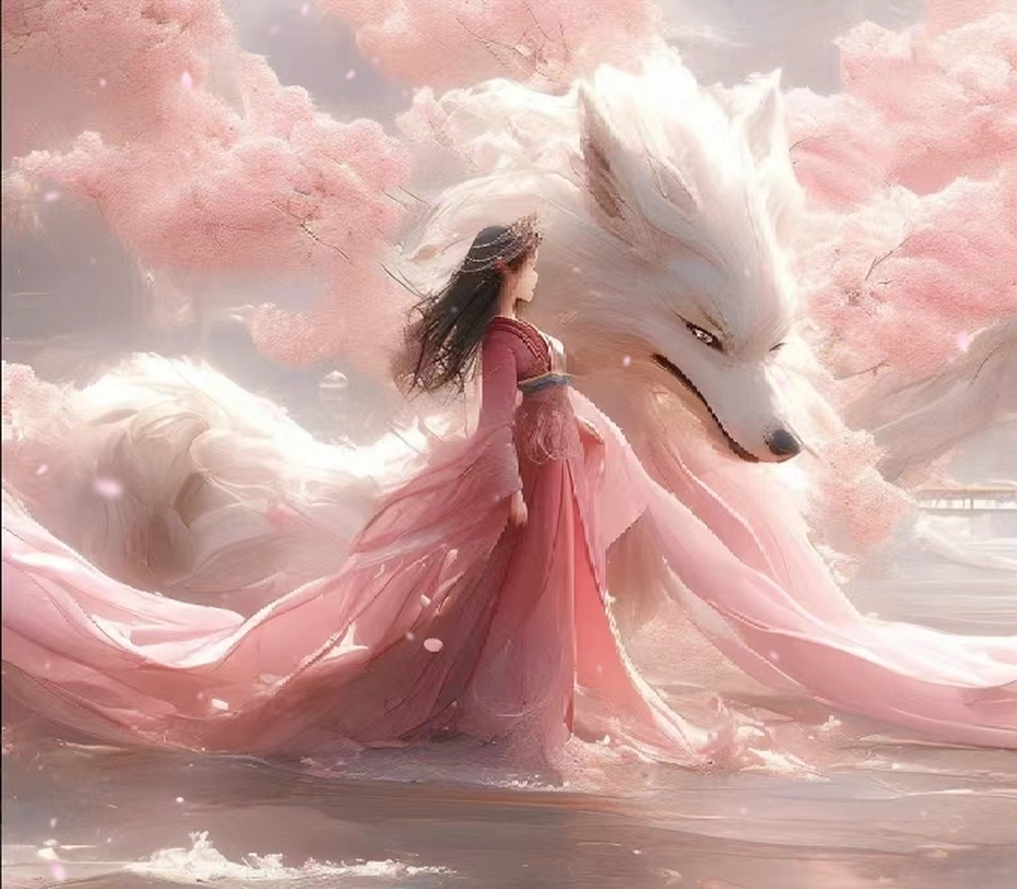 白狐出没似灵仙,媚眼妖娆有万年