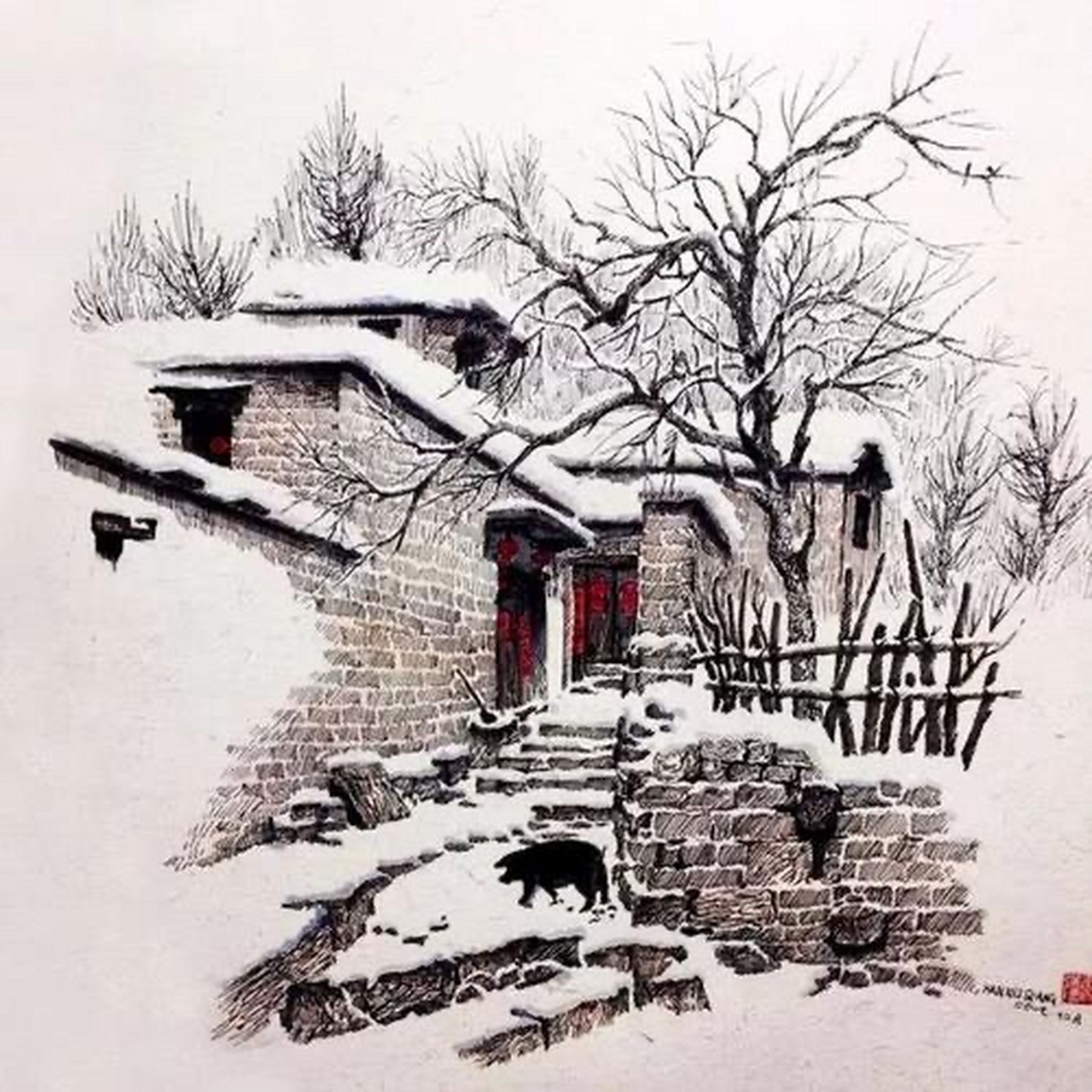 韩秀强钢笔画