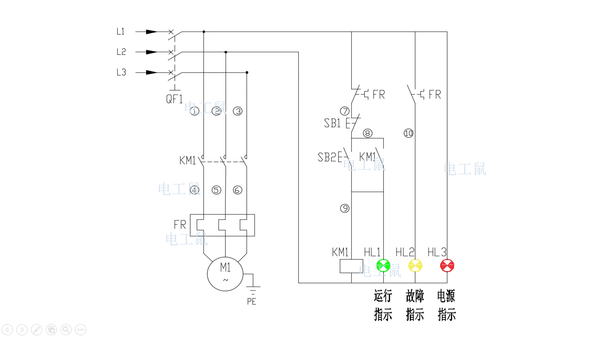 电工自锁电路图图片