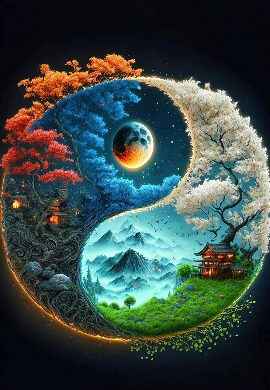 太极图:宇宙,自然与人类和谐的象征  太极图,一幅简单而神秘的图案,它