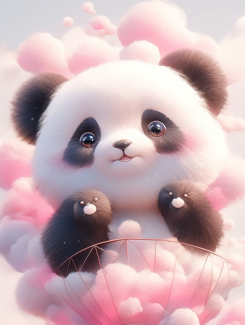 可爱花丛里的大熊猫玩耍头像壁纸背景图