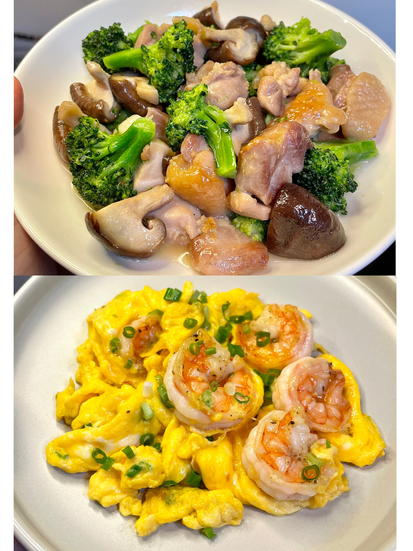 儿童餐|蚝油西蓝花蘑菇鸡腿肉+虾仁滑蛋简单炒了两个菜~ 	 蚝油西