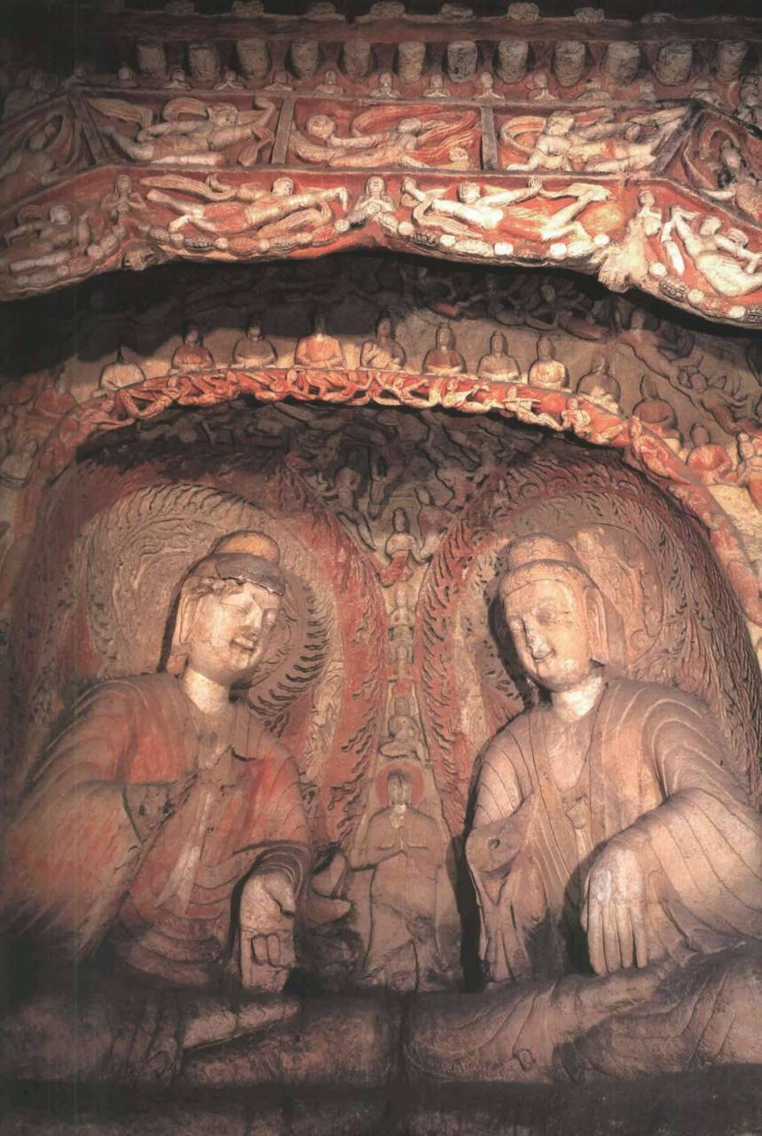 山西大同云冈石窟第6窟中心柱北面下层龛释迦与多宝佛(北魏,5世纪下半