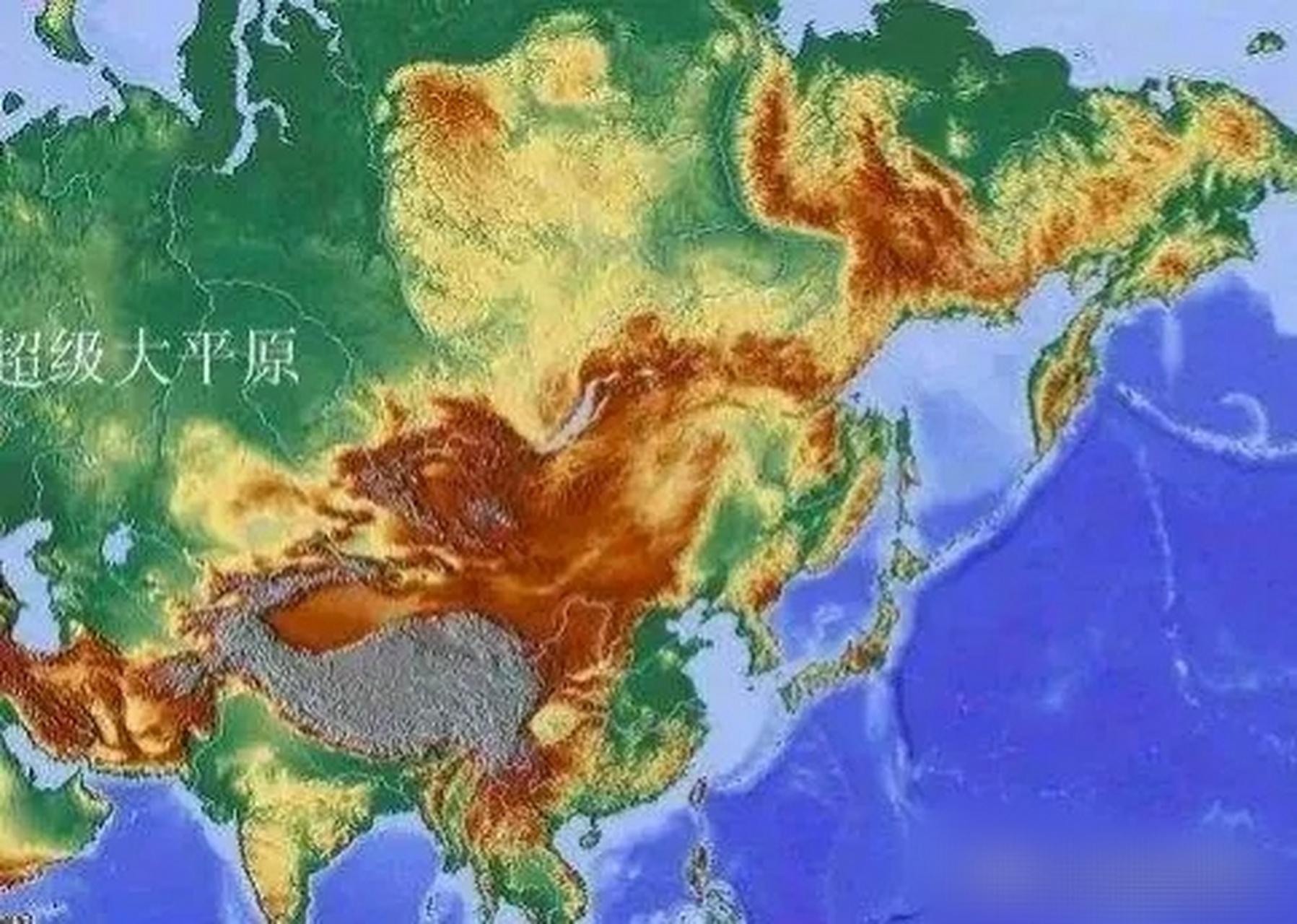 把中国和西伯利亚的山地高原连起来,发现竟然像个喷火的老虎,扑倒猎物