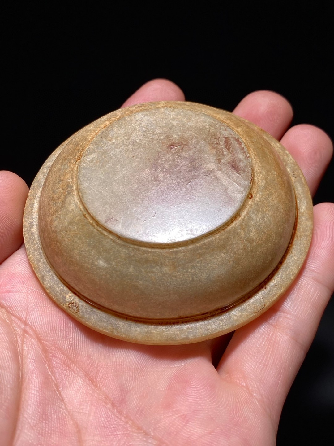 汉 和田玉籽料沁色 玉碟 摆件