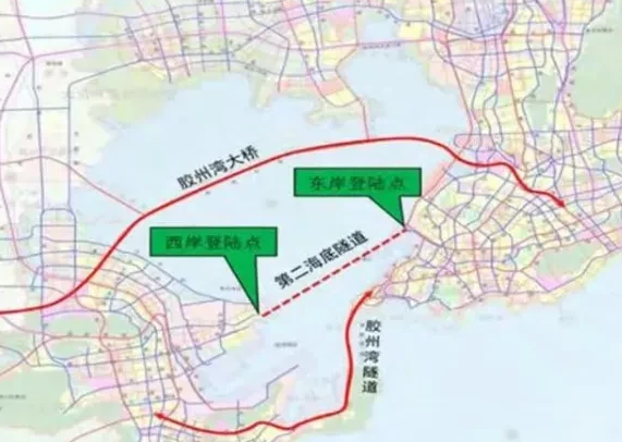 胶州湾海底隧道地图图片