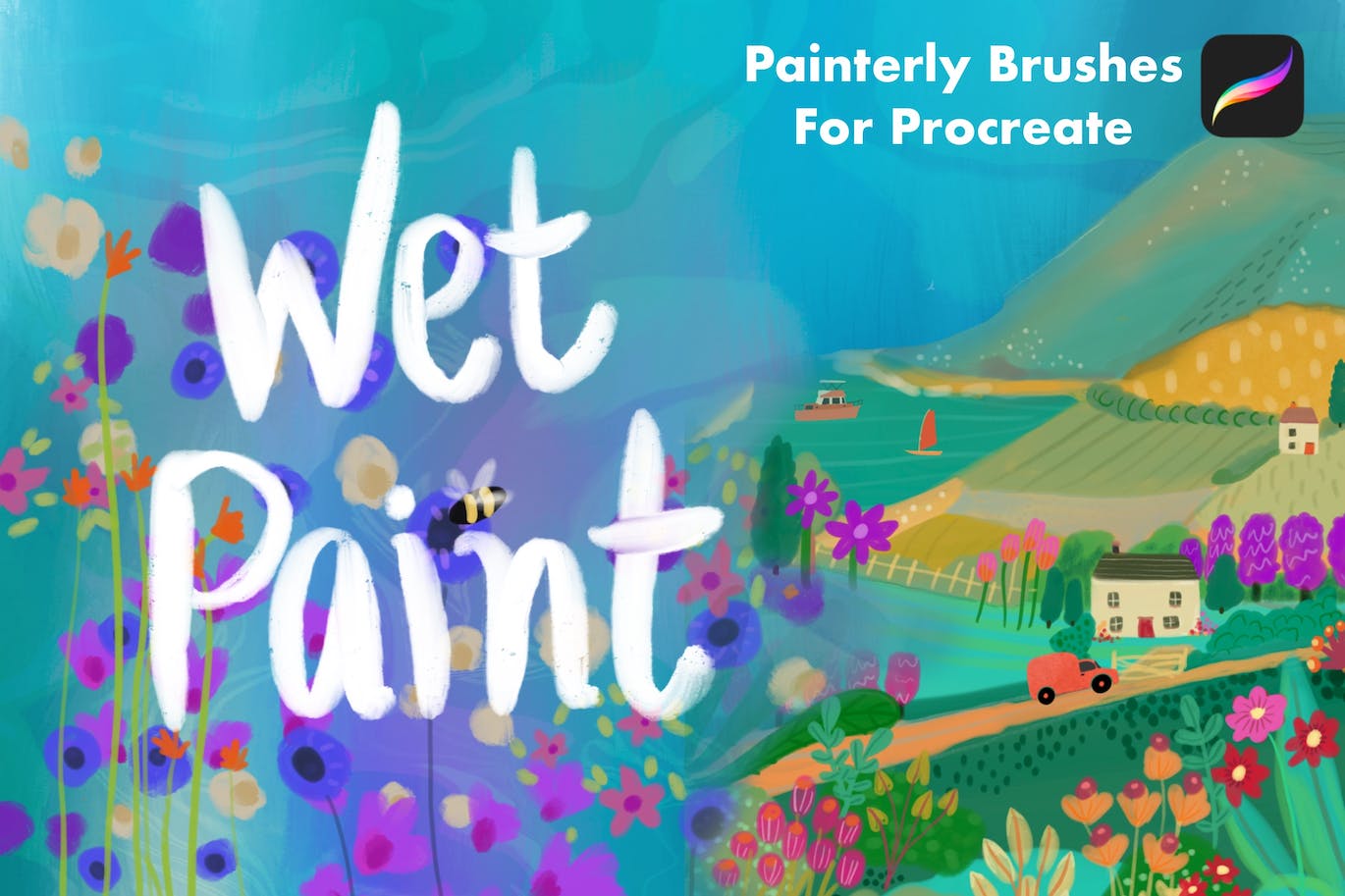 逼真的水粉儿童绘画Procreate笔刷 Wet Paint Procreate Brushes