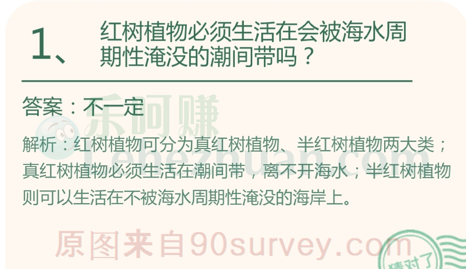 红树植物不是必须生活在会被海水周期性淹没的潮间带