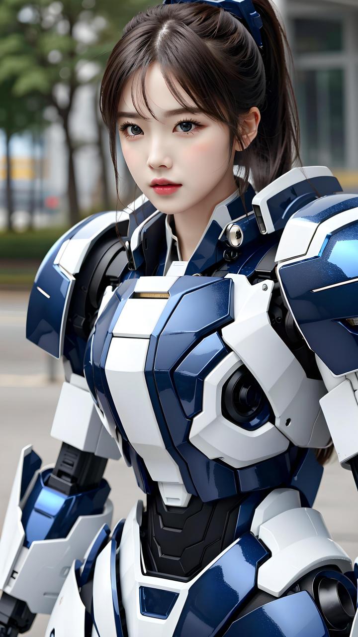 ai创作——机甲美少女战士 在远离尘嚣的未来世界中,一位机甲风的美女