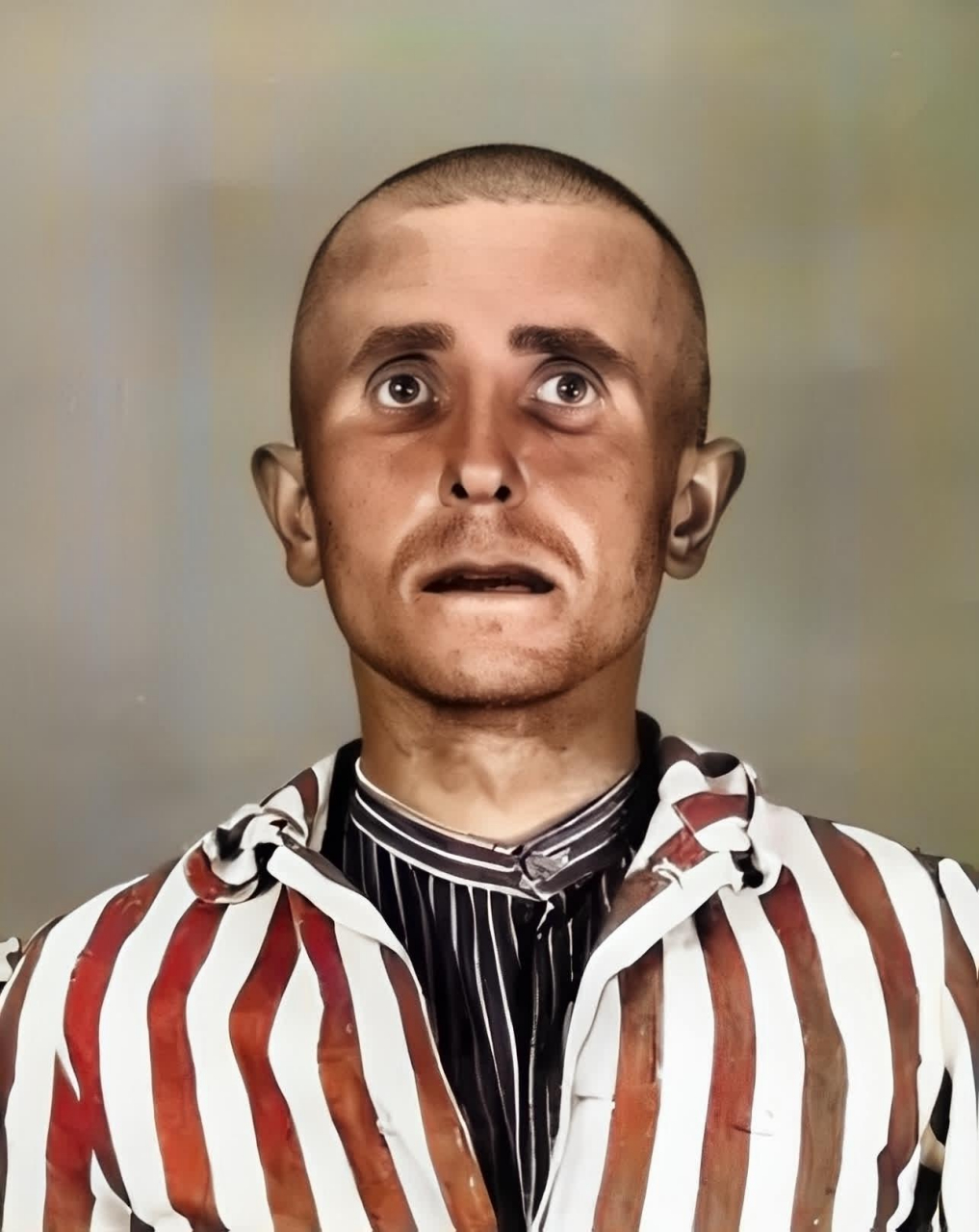 1942年,无表情纳粹集中营里一个沮丧的犹太人的最后一张照片是他穿着