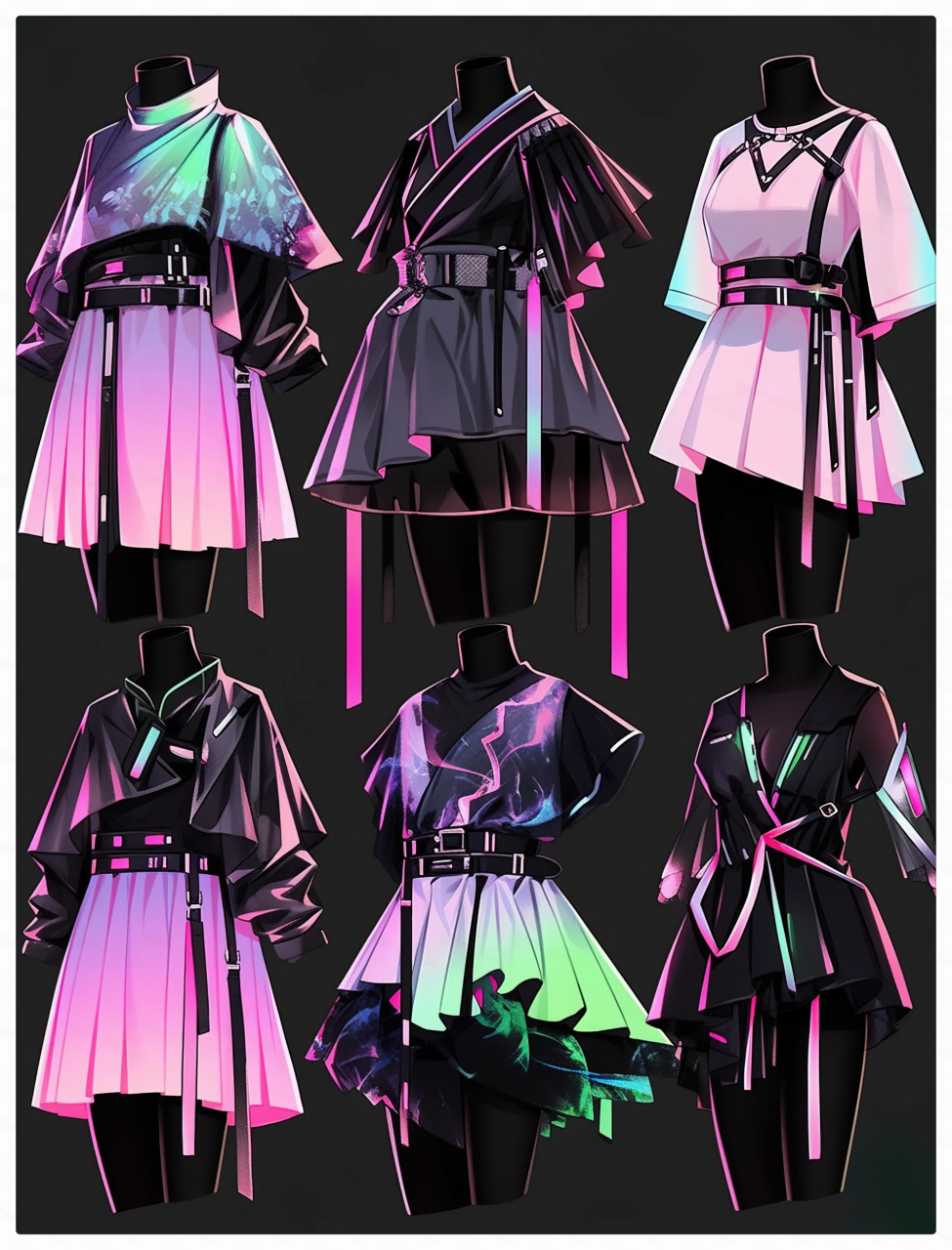 赛博朋克风系列  映入眼帘的是一系列令人惊叹的赛博朋克风格服装设计