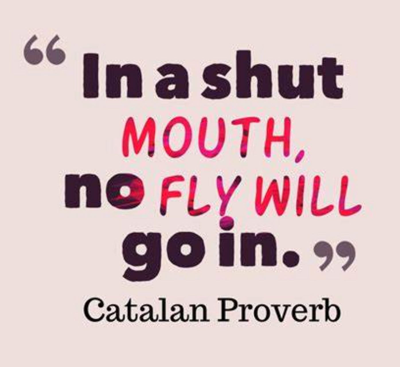英语谚语:in a shut mouth, no fly will go in. 这句话什么怎么翻译