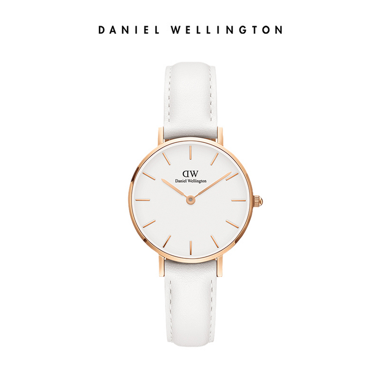 丹尼尔惠灵顿(danielwellington)dw手表女金边白色皮质表带28mm白盘