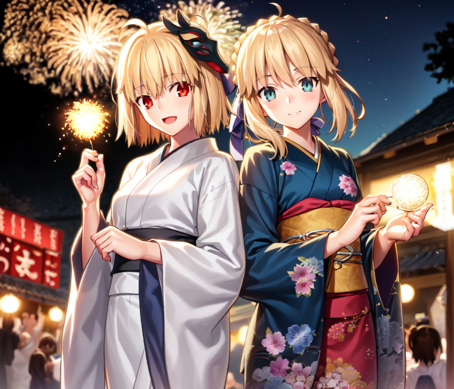 穿着和服参加夏日祭的saber&月姬[打call] #fgo# #fate