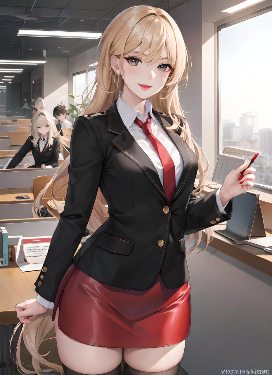 动漫壁纸---二次元黑西装职场丽人 二次元厚涂风下的职场制服御姐,黑