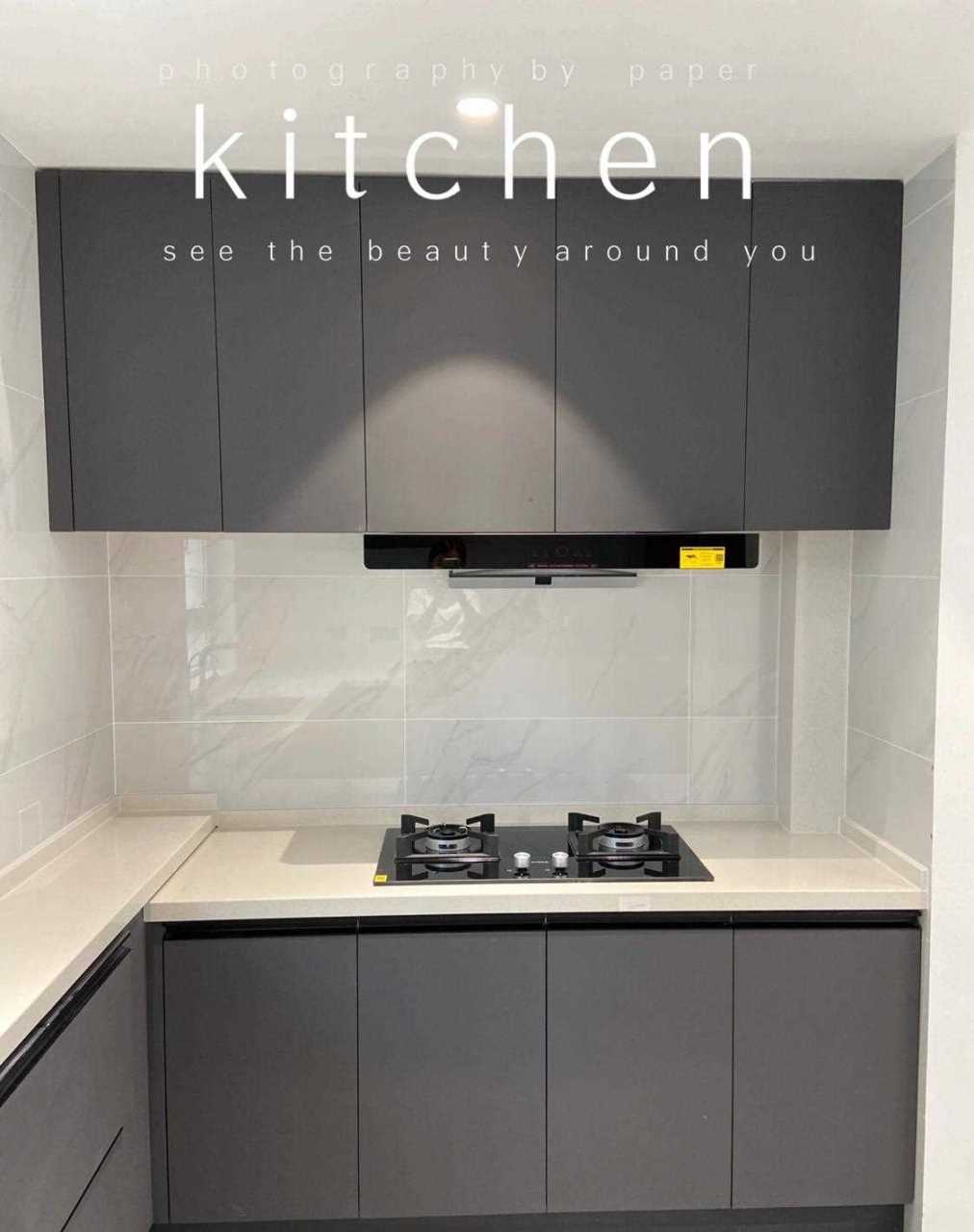 橱柜大信全屋定制,深灰色系,柜门肤感膜