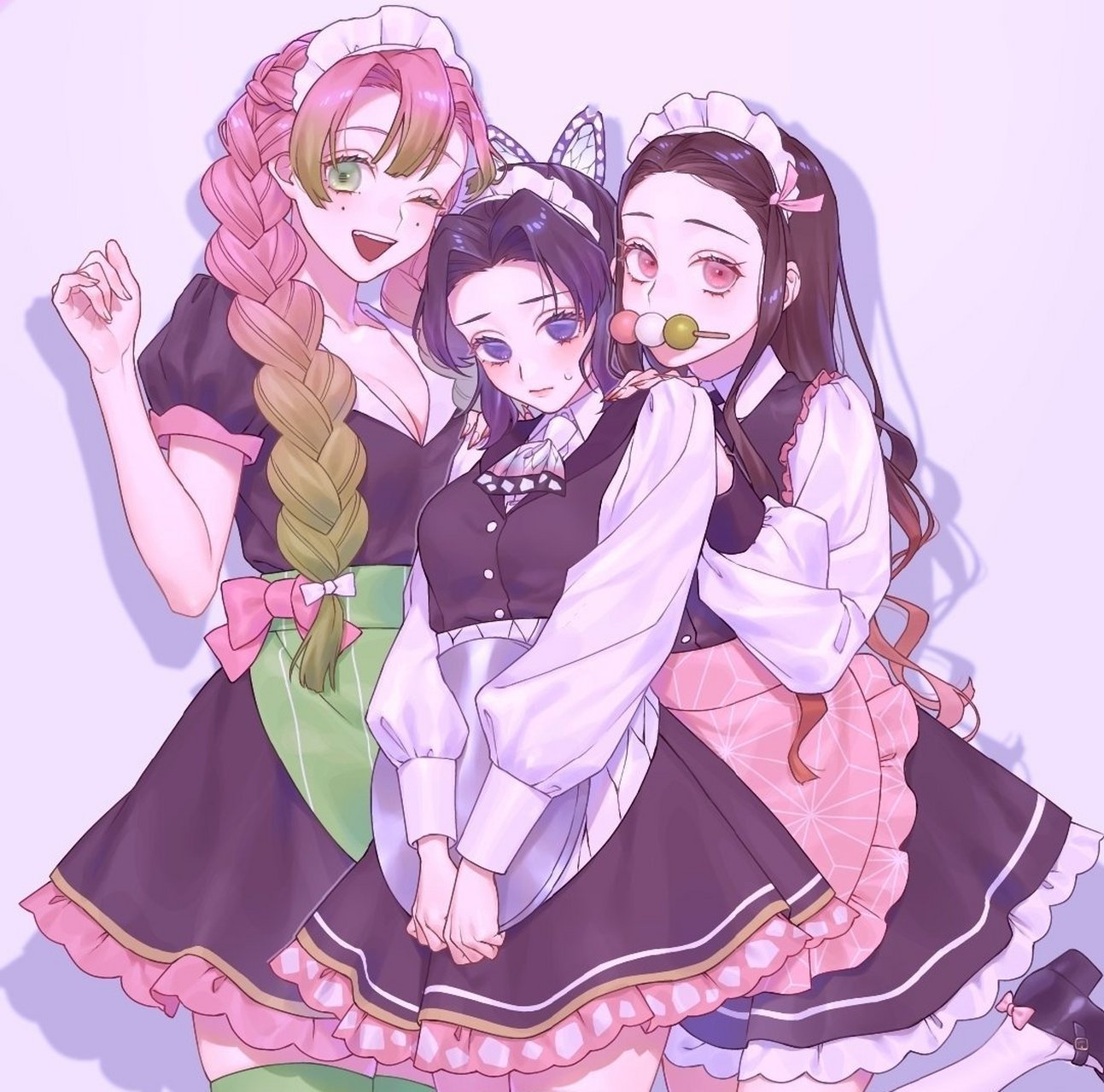 鬼灭之刃# 三姐妹的 女仆装~~画师:湖木マウ