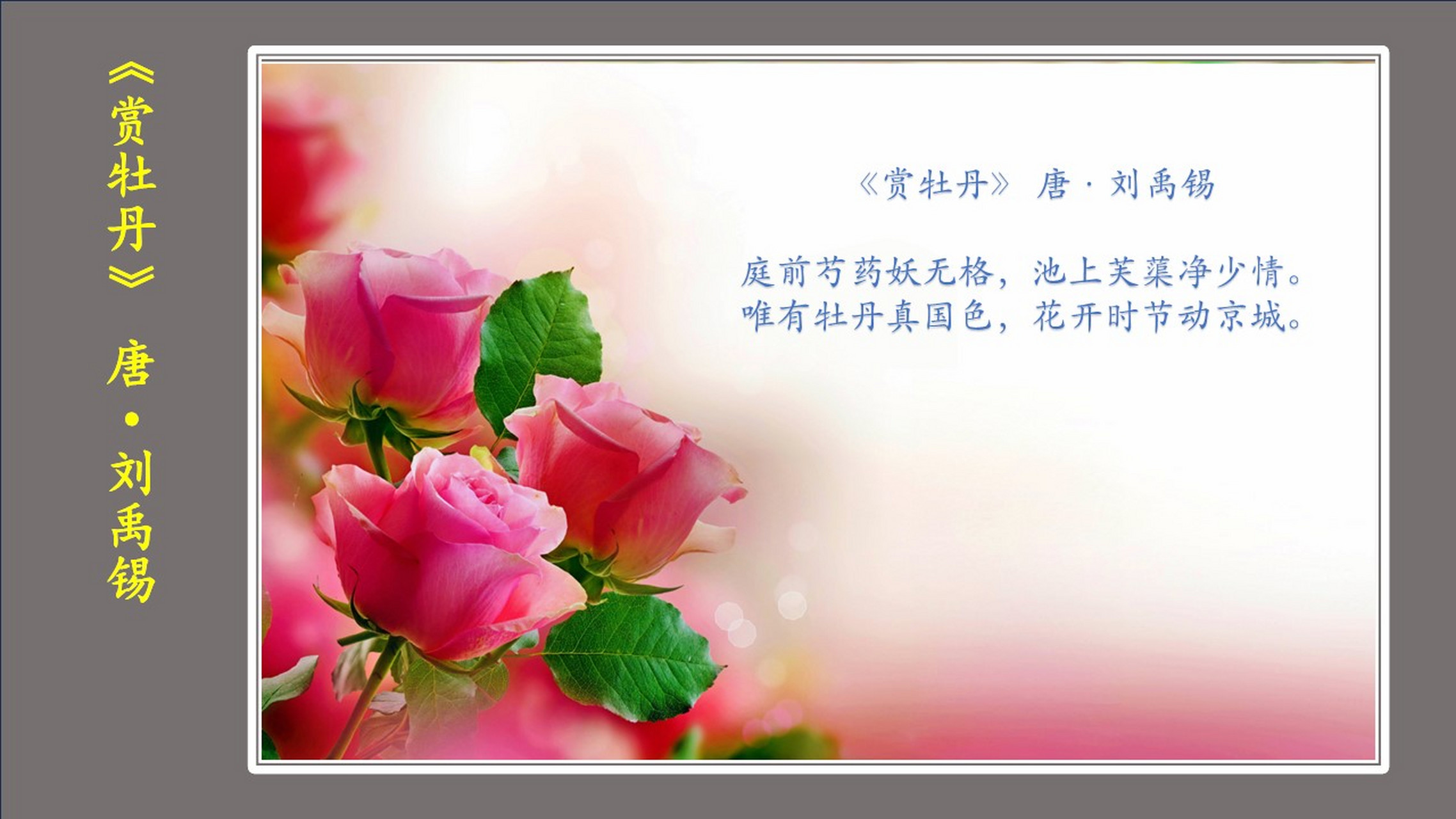 刘禹锡《赏牡丹》诗,及其背后的故事  今天,我们要和大家分享的是一篇