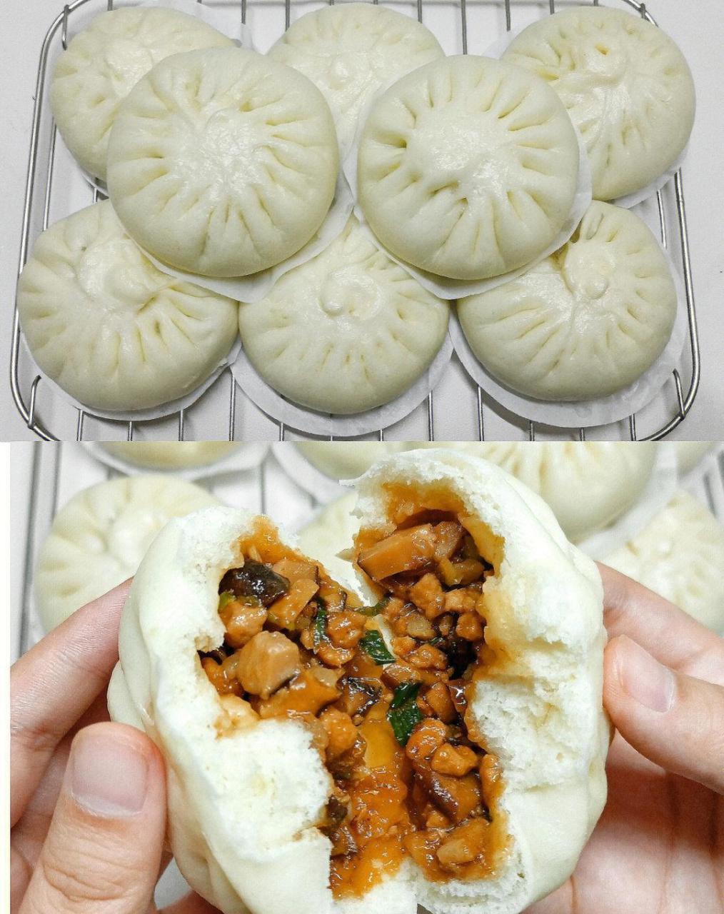 [鸡蛋]最爱吃这个薄皮大馅的香菇酱肉包子啦!