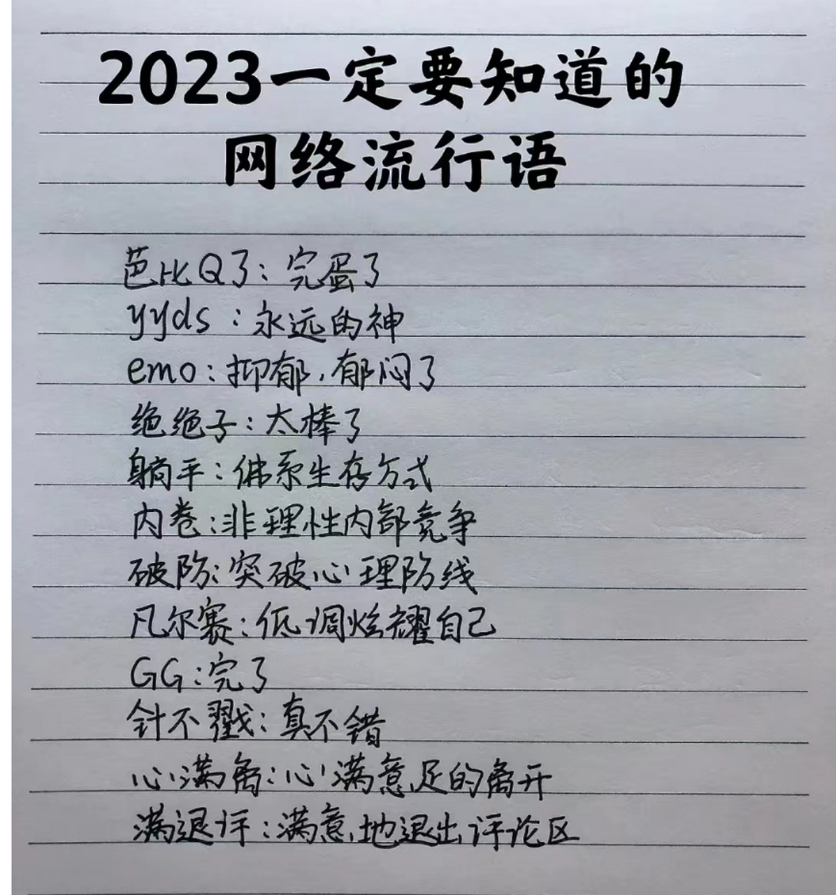 2023年一定要知道的網絡用語.