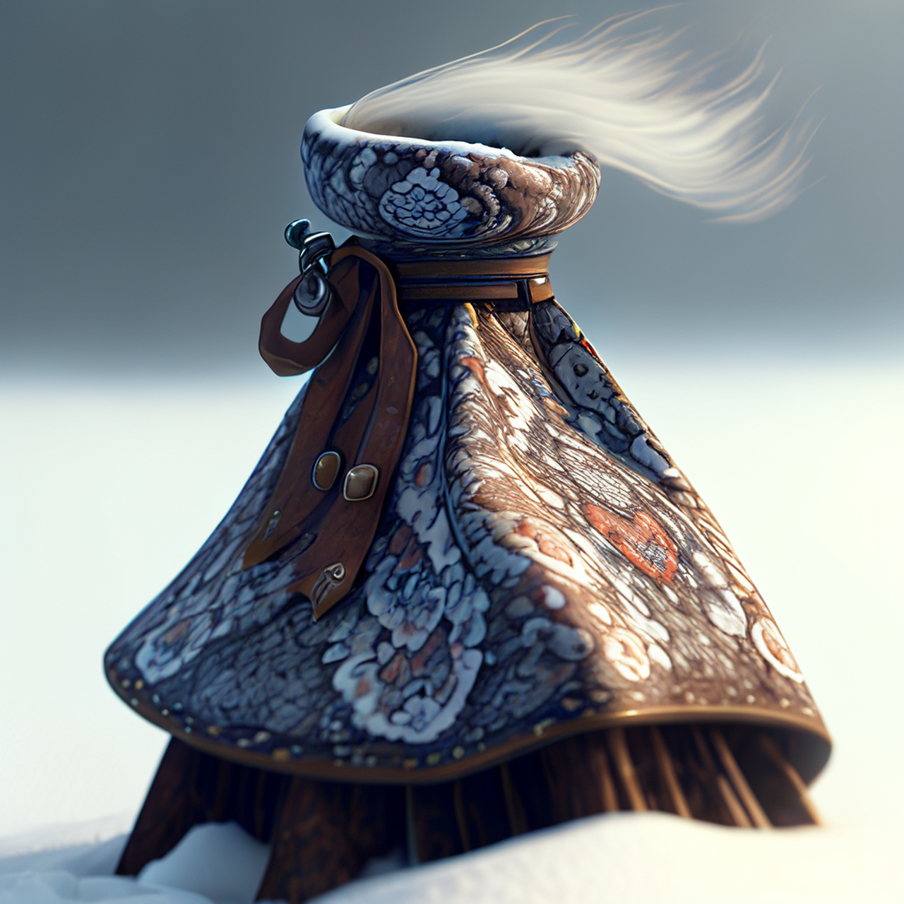 风前新解锦鞍鞯,雪色模糊雾色寒.静谧,苍茫,明净#百度ai绘图黑科技