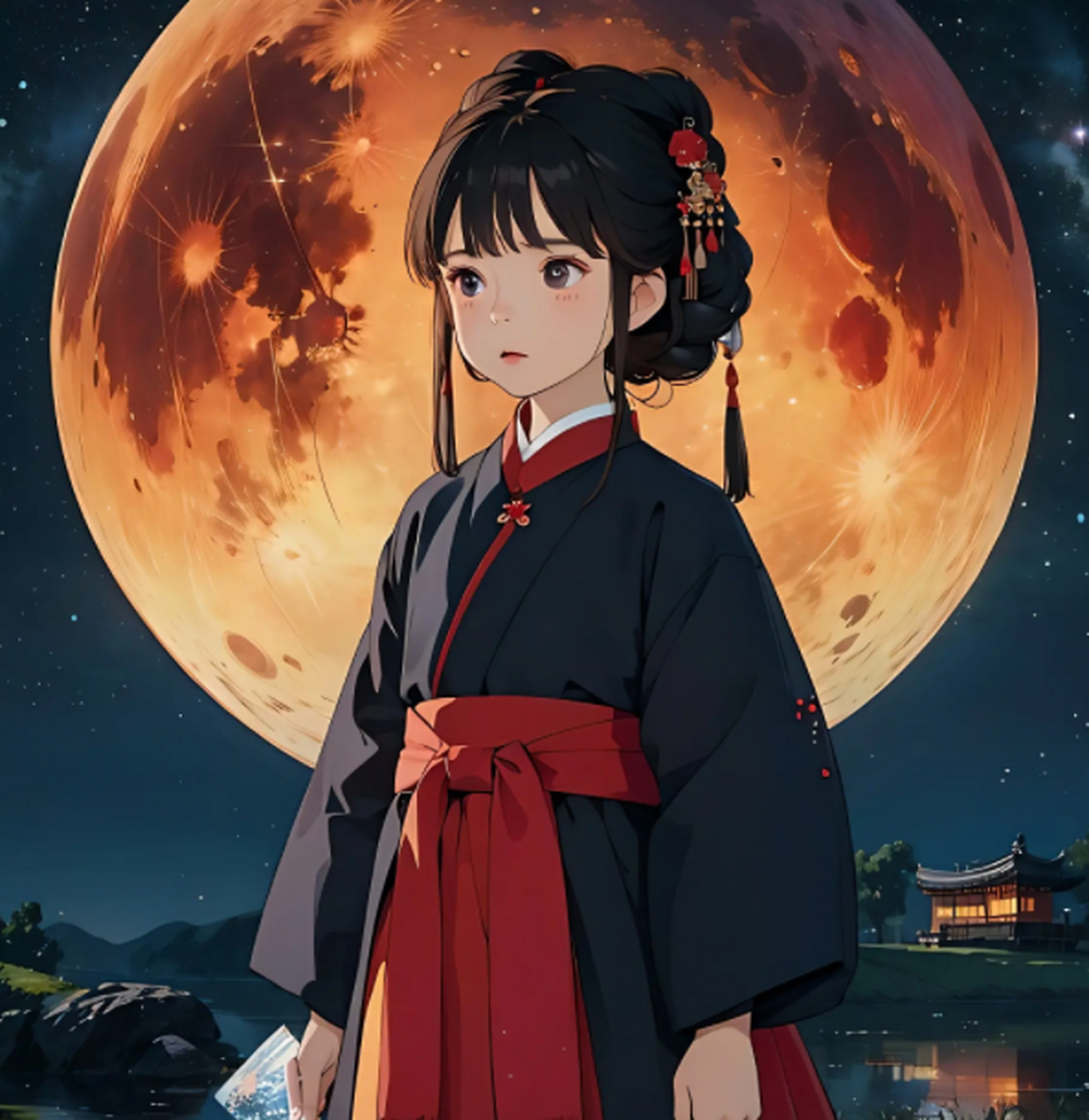 ai画古风头像,"却下水晶帘,玲珑望秋月