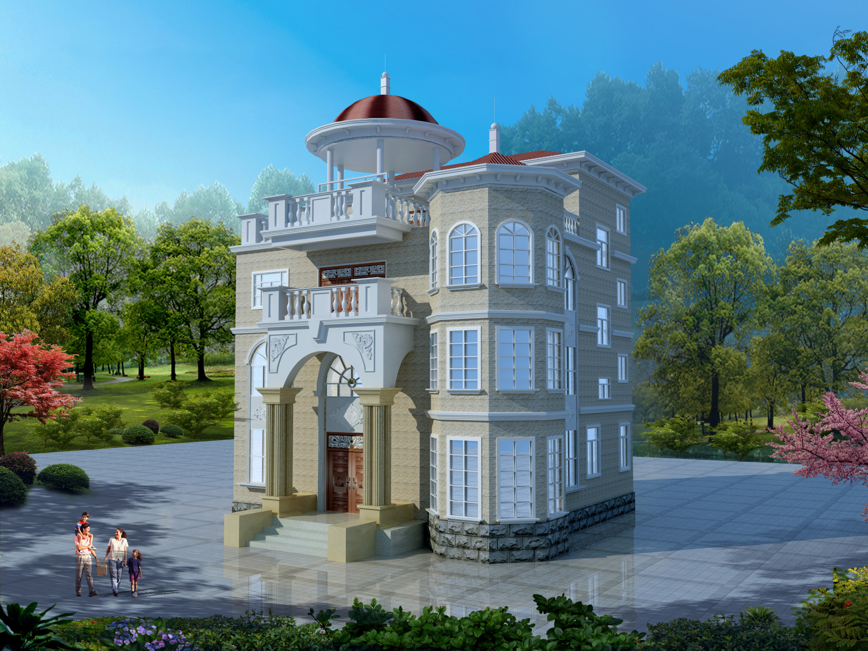 福建莆田农村自建房别墅设计案例【cjl0153】,开间15.41米,进深14.