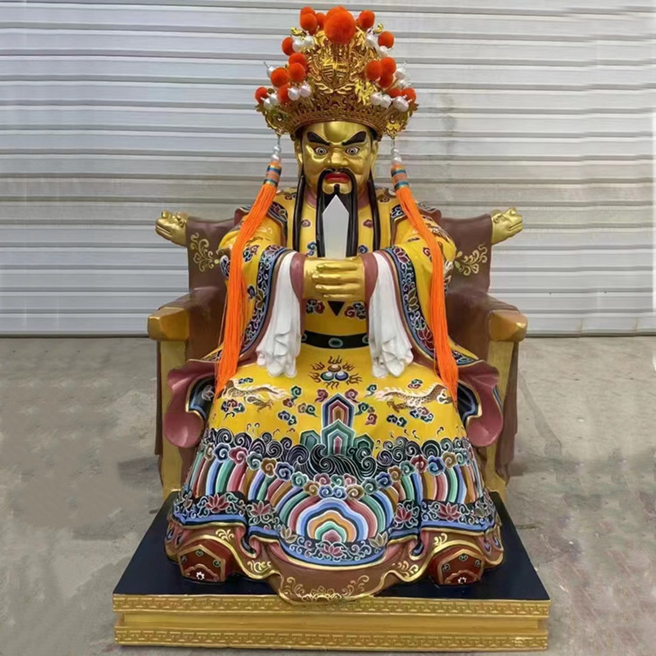 8米铜龙王爷站像 多色彩绘铜龙王爷坐像 紫铜龙王龙母神像雕塑 露天铜