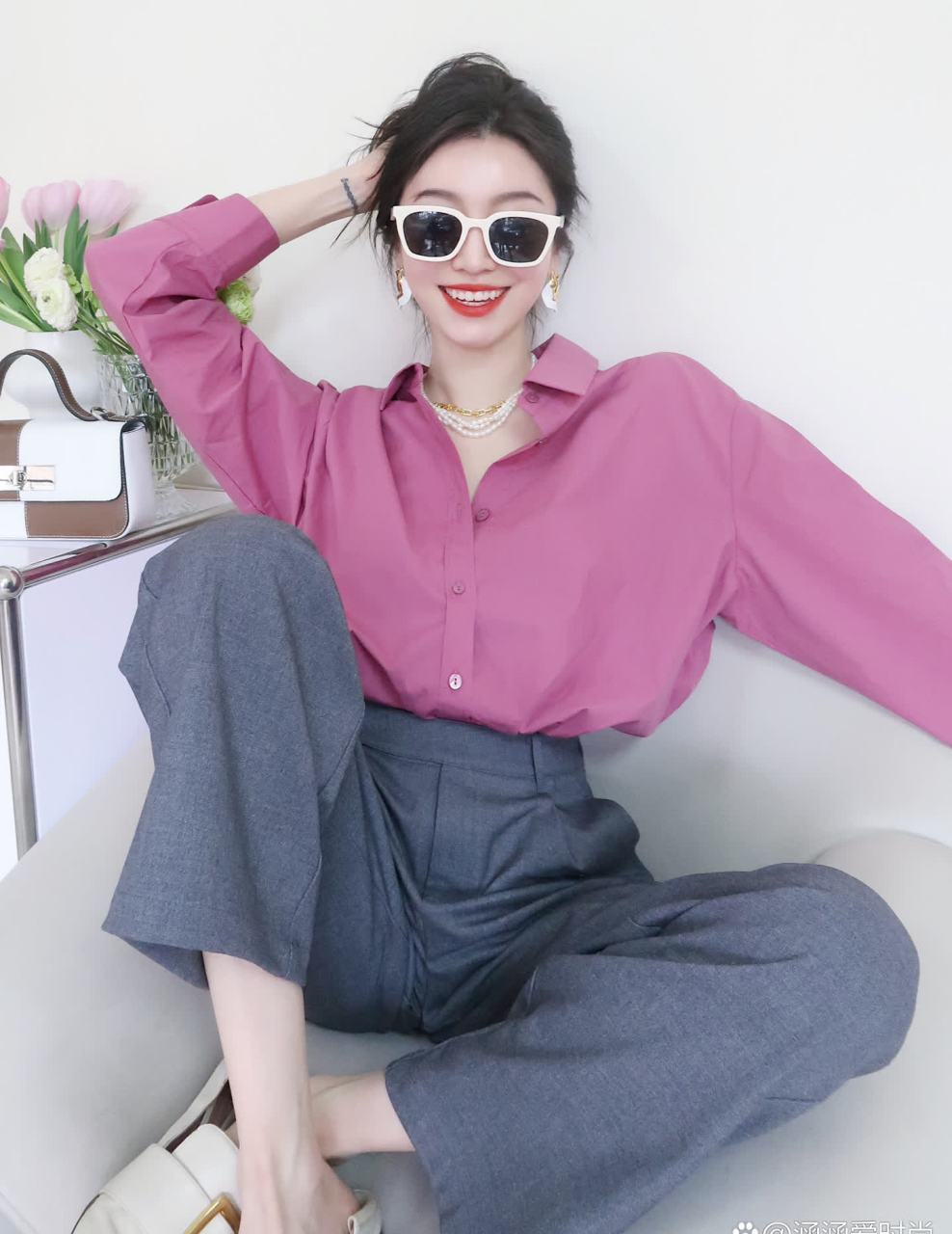 ootd|春季穿搭|高级紫粉色衬衫?