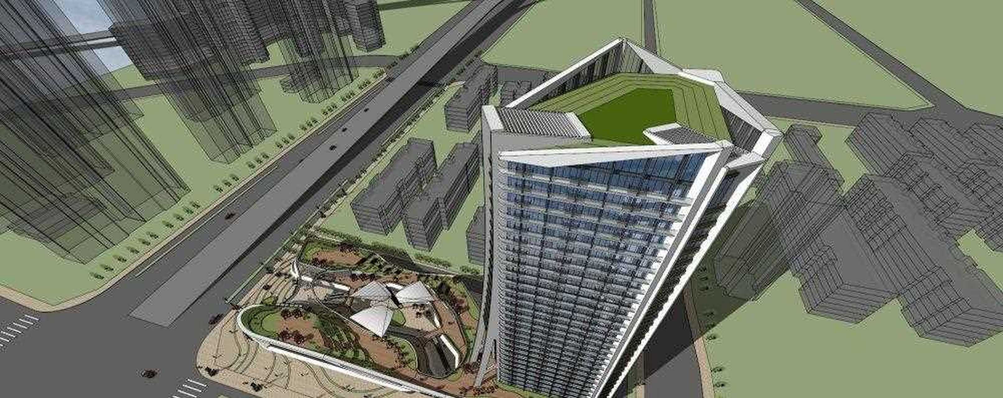 商业综合体sketchup草图大师模型,整个模型造型独特,设计巧妙,屋顶绿
