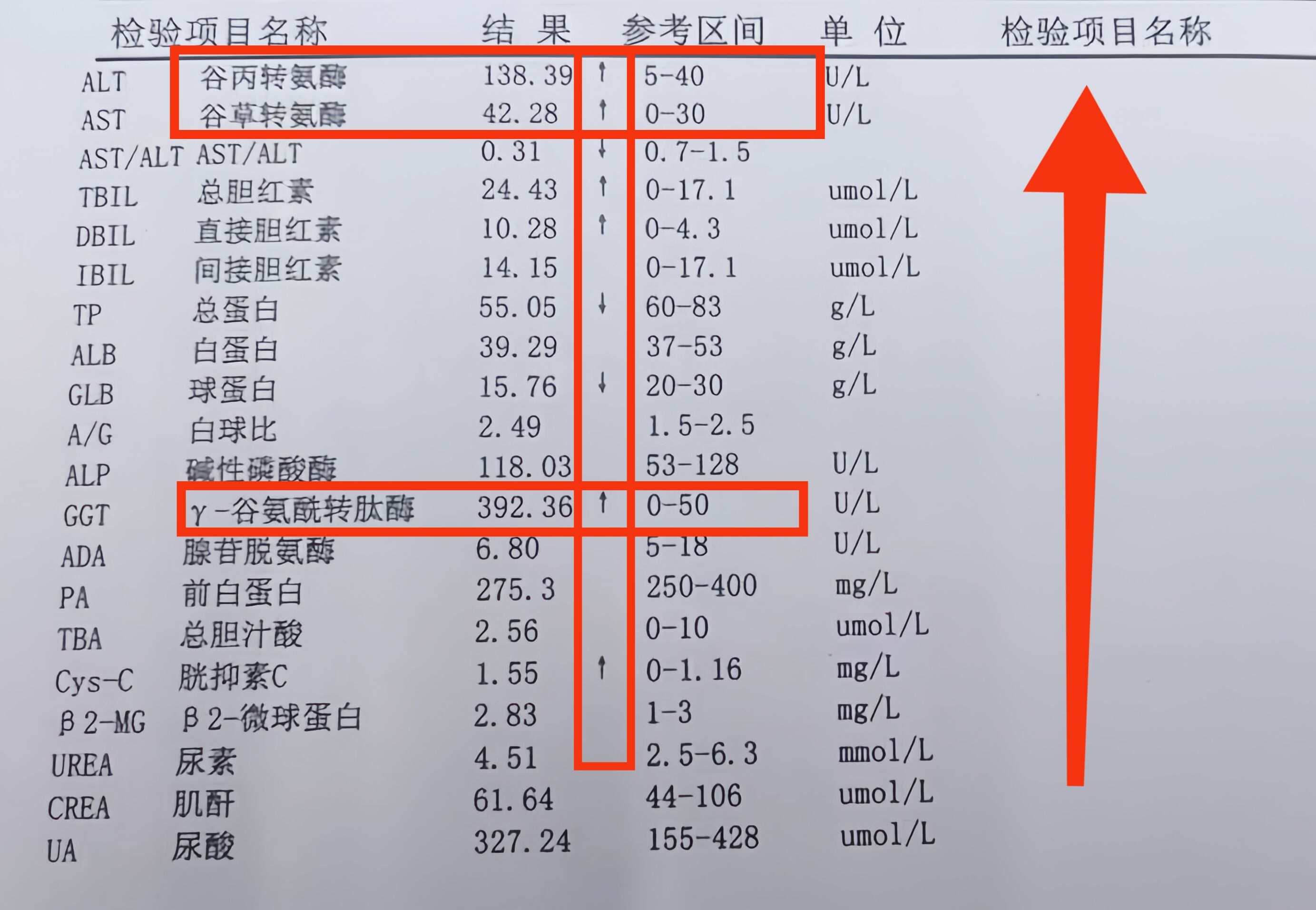 丙肝化验单对照表图片