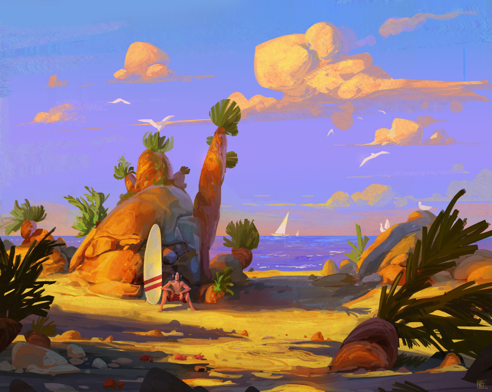 hue teo,擅长运用多变的色彩,不同的色彩构成一幅让人舒适的画作