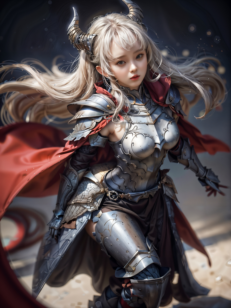 ai美女图片#每日ai美女秀	她身穿一套黑色皮质盔甲,完美地贴合了她