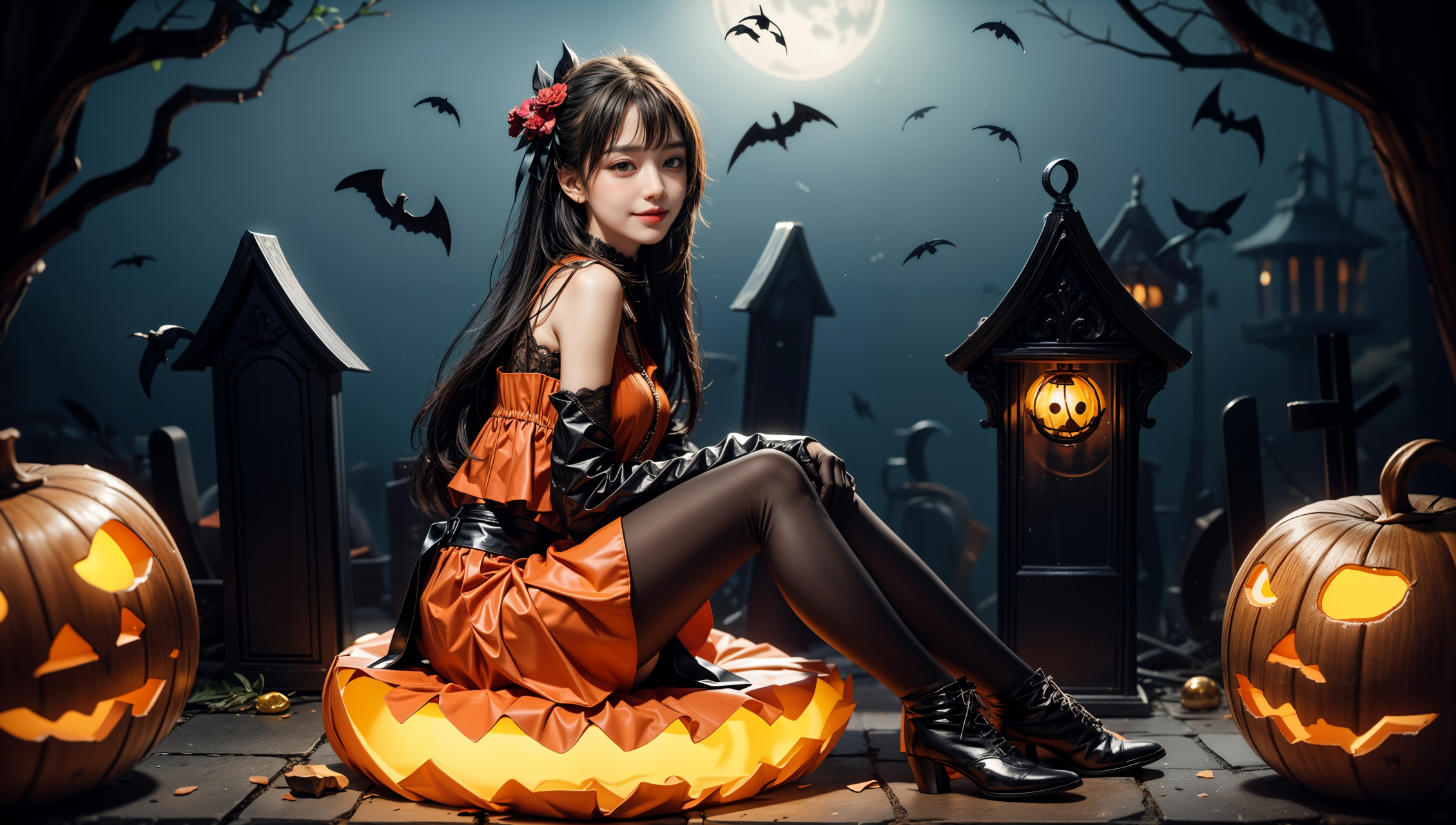 万圣节鬼故事# #ai美女# #美女# #ai绘画美女写真# #桌面壁纸# 褪圣