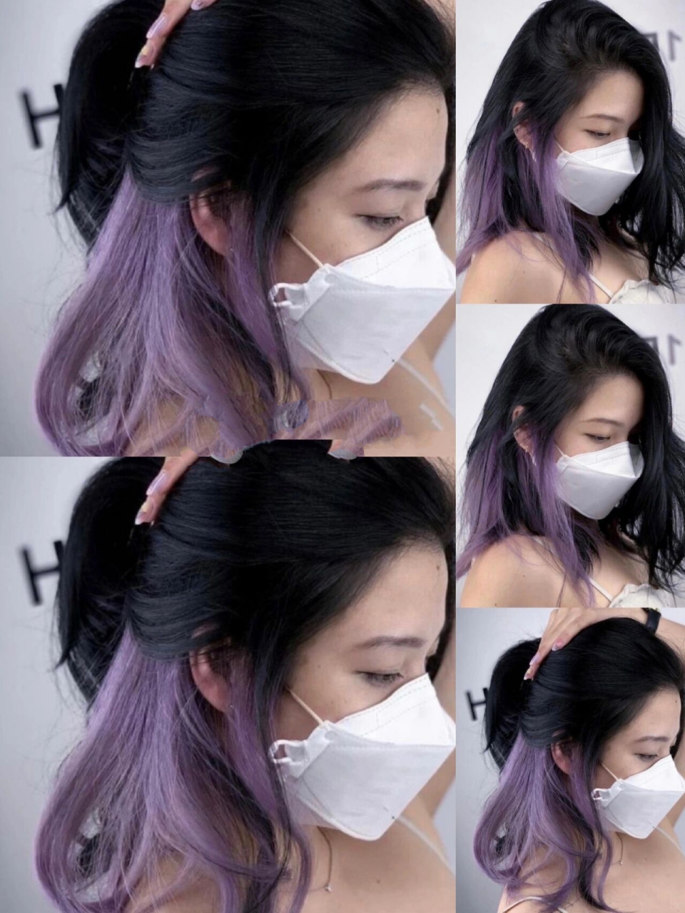 2023最新隐藏紫灰色挂耳染美到窒息神仙发色	"           紫色挂耳染