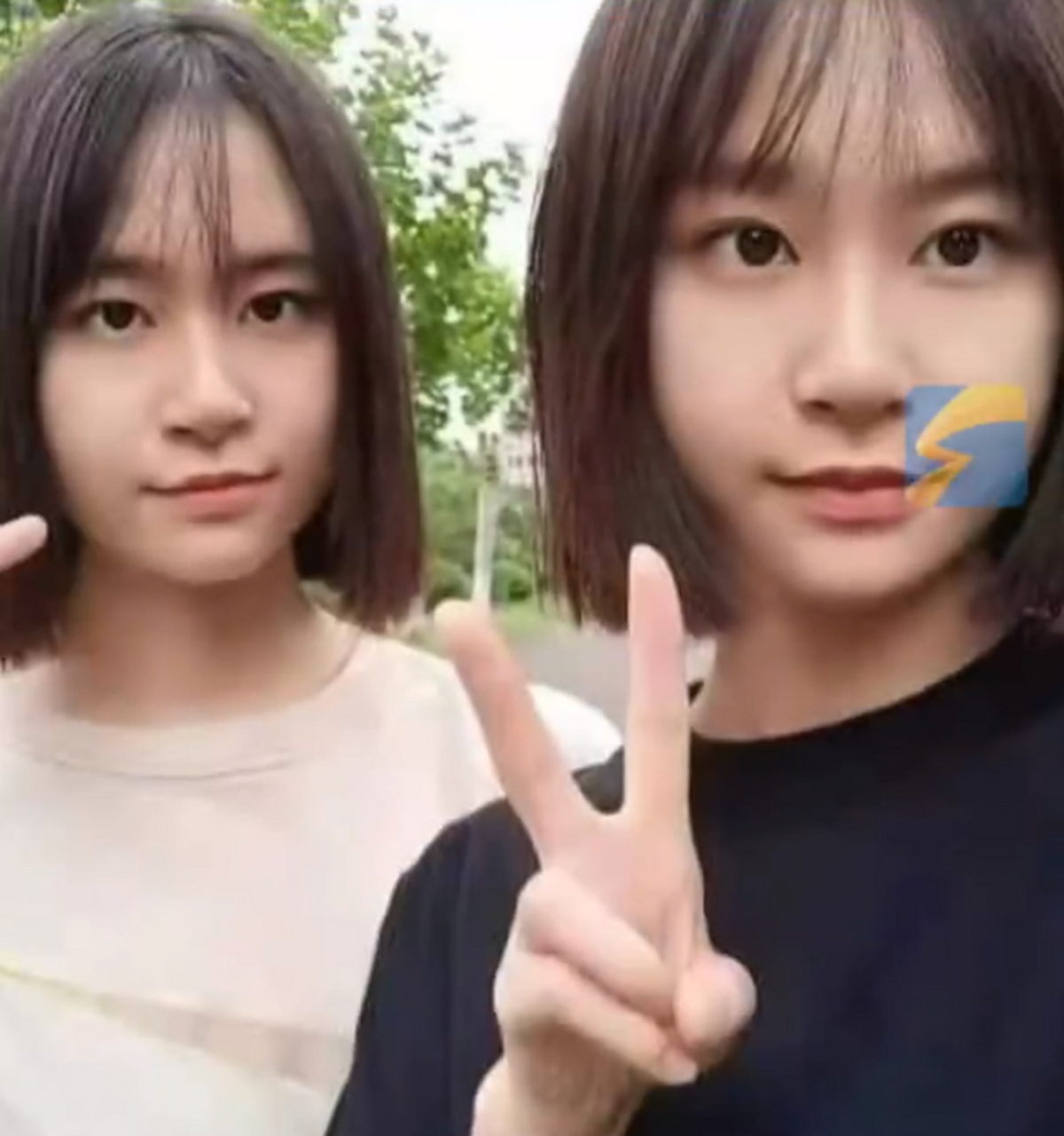 出生于2002年的姐妹俩李雨琦和李雨彤.