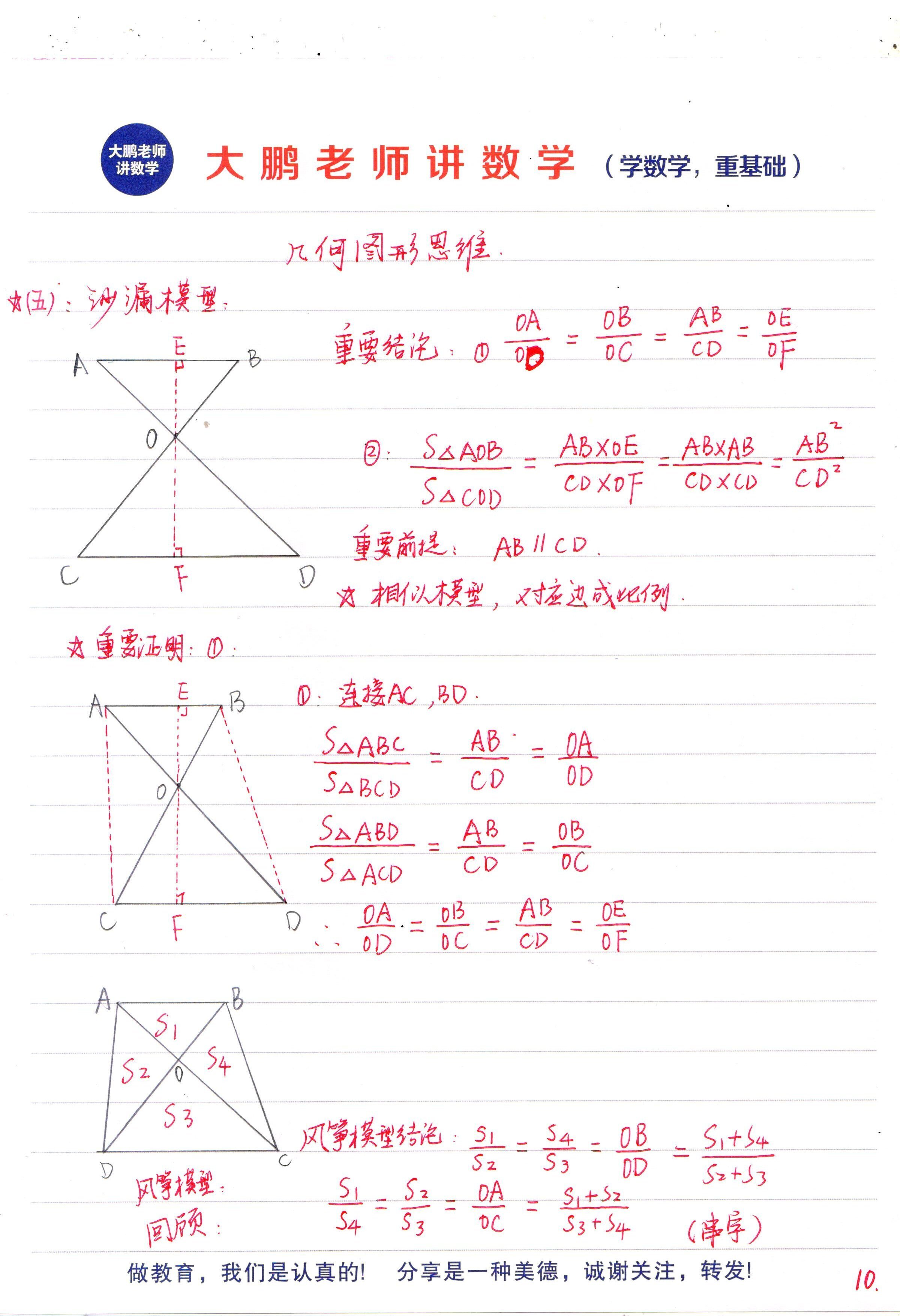 为了助力孩子们更加高效复习,练习经典几何模型的沙漏模型,我们陆续
