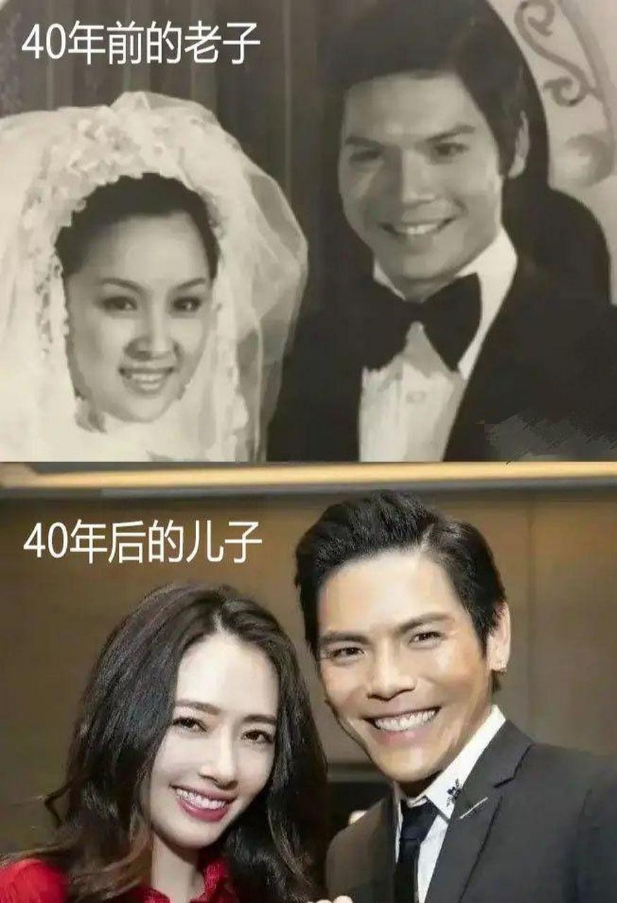 40年前,向华强与丁佩的结婚照 vs 如今向佐郭碧婷,这完全是复制粘贴啊