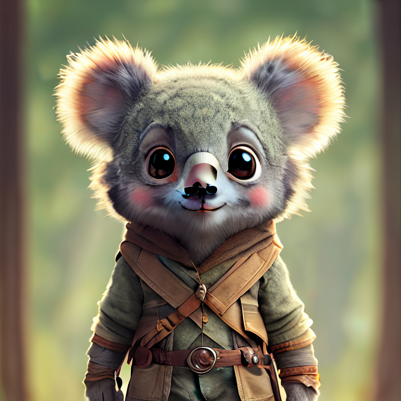 百度ai绘图黑科技#可爱的小拟人化考拉猎人,全身,站着,打扮成猎人