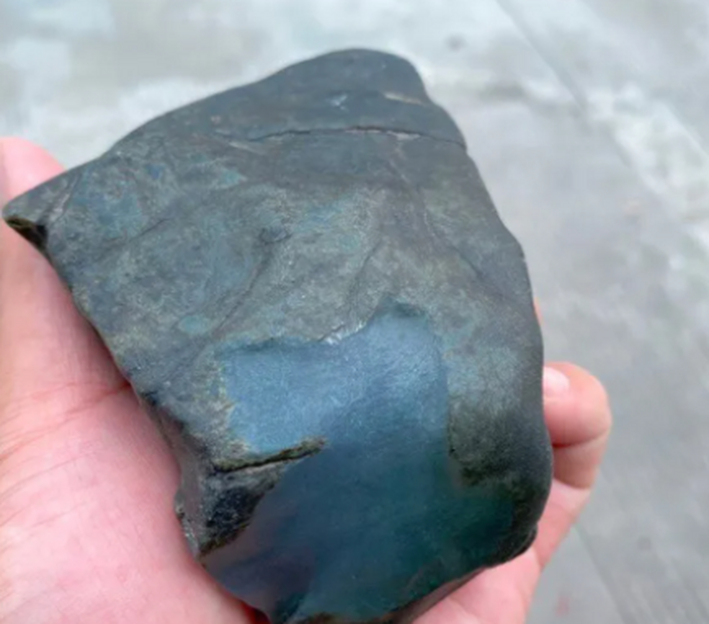 头像看直播##翡翠原石# 莫莫亮牌子料,560克,大窗口,肉质发黑,高冰种