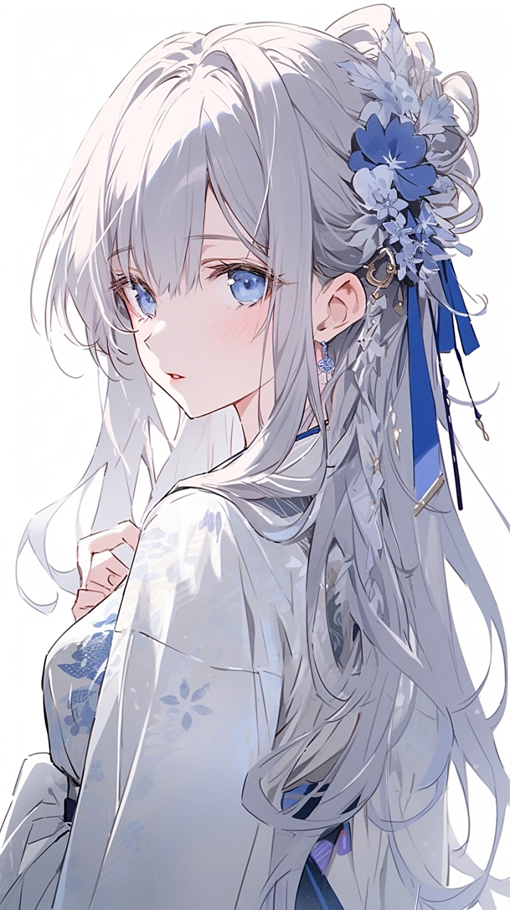 手机壁纸# #二次元美女# #古风# #古风美女# #汉服# 深蓝色的天坷里