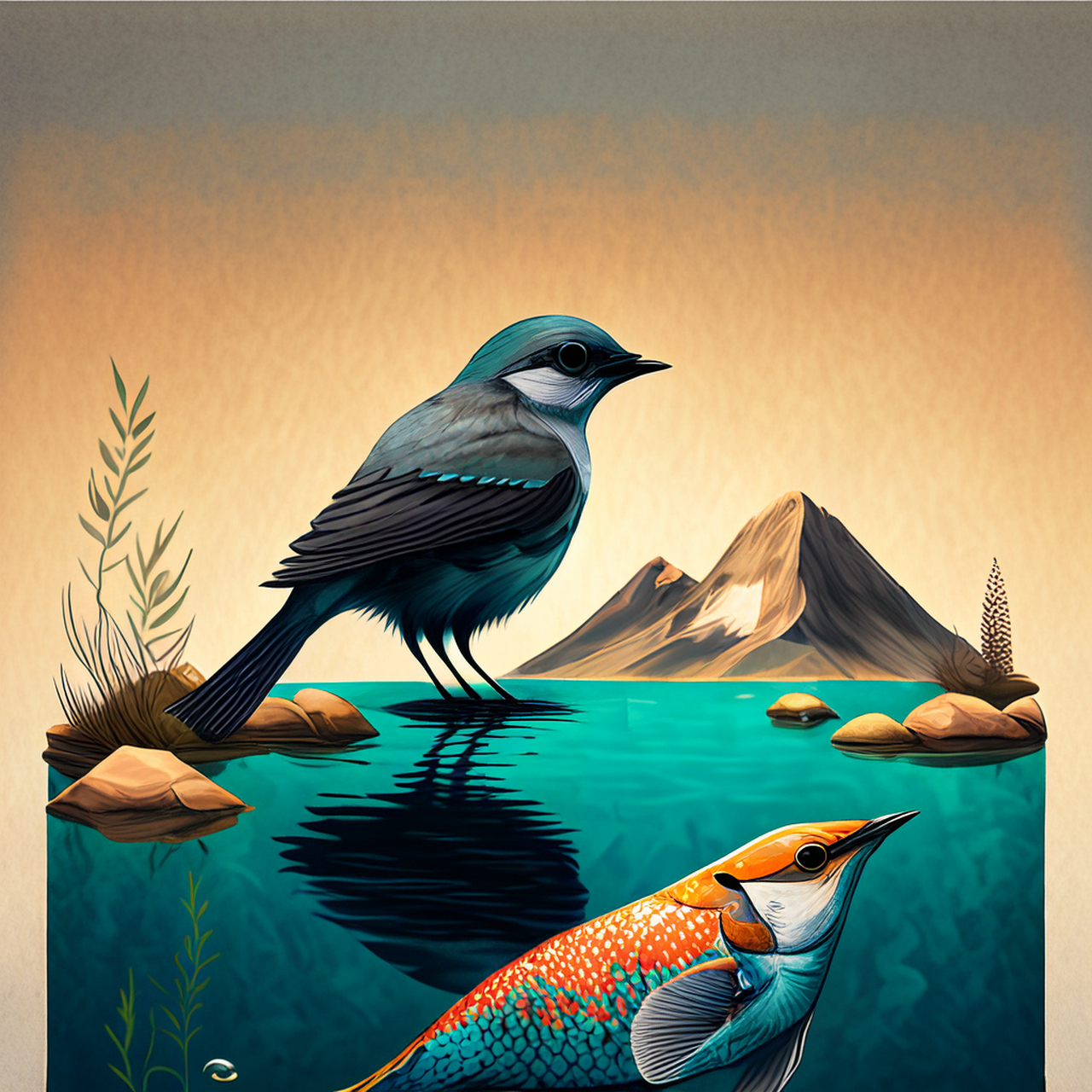 池鱼酣暖泳清浅,山鸟何知语幽茂.4k,简洁,静谧#百度文心一言来了