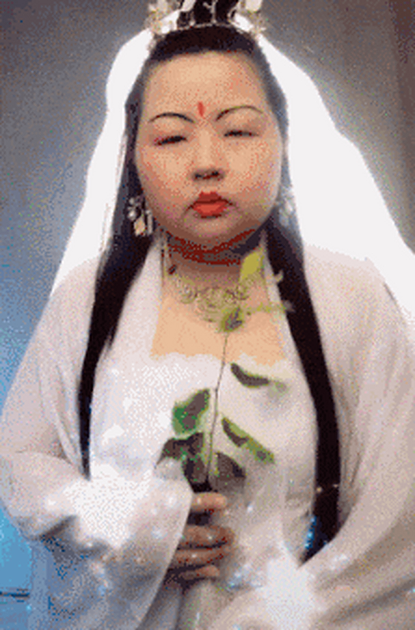 搞笑gif动图:第二张图片我笑的不行不行了,观音吃胖了