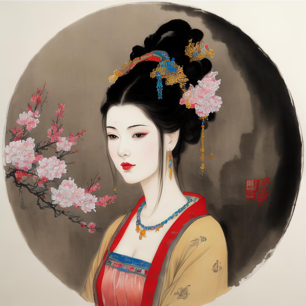 百粉冲刺赛# #ai绘画# #斗罗大陆# 千仞雪唐朝美女图