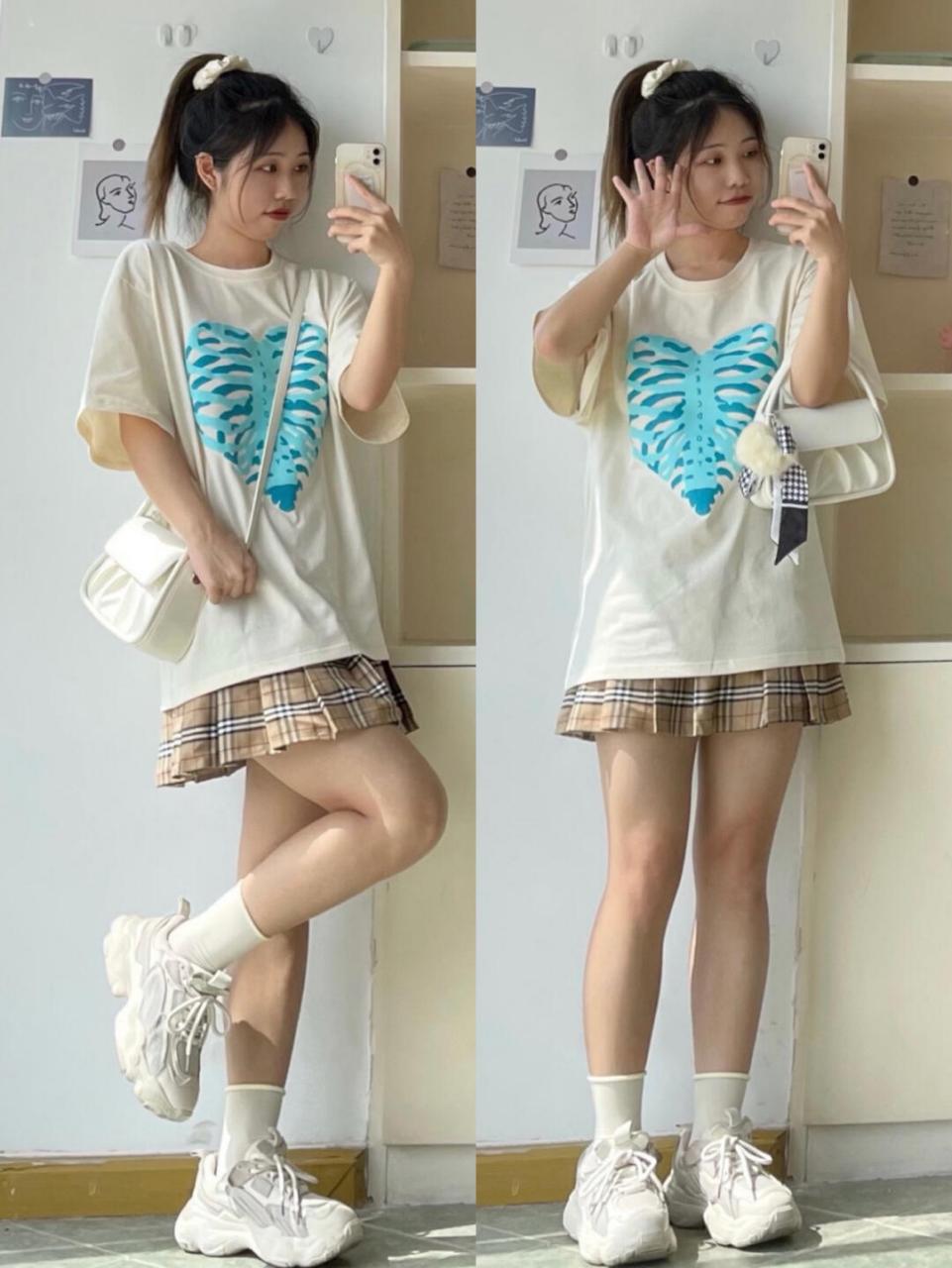 显瘦a字裙# look1: 蓝色短袖:eruption lab 很清新的糖果色,喜欢罩种