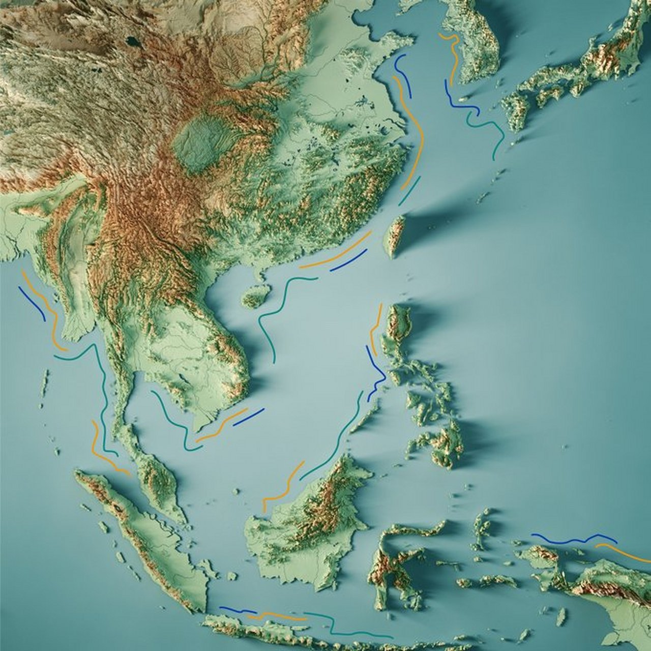 东南亚地形图