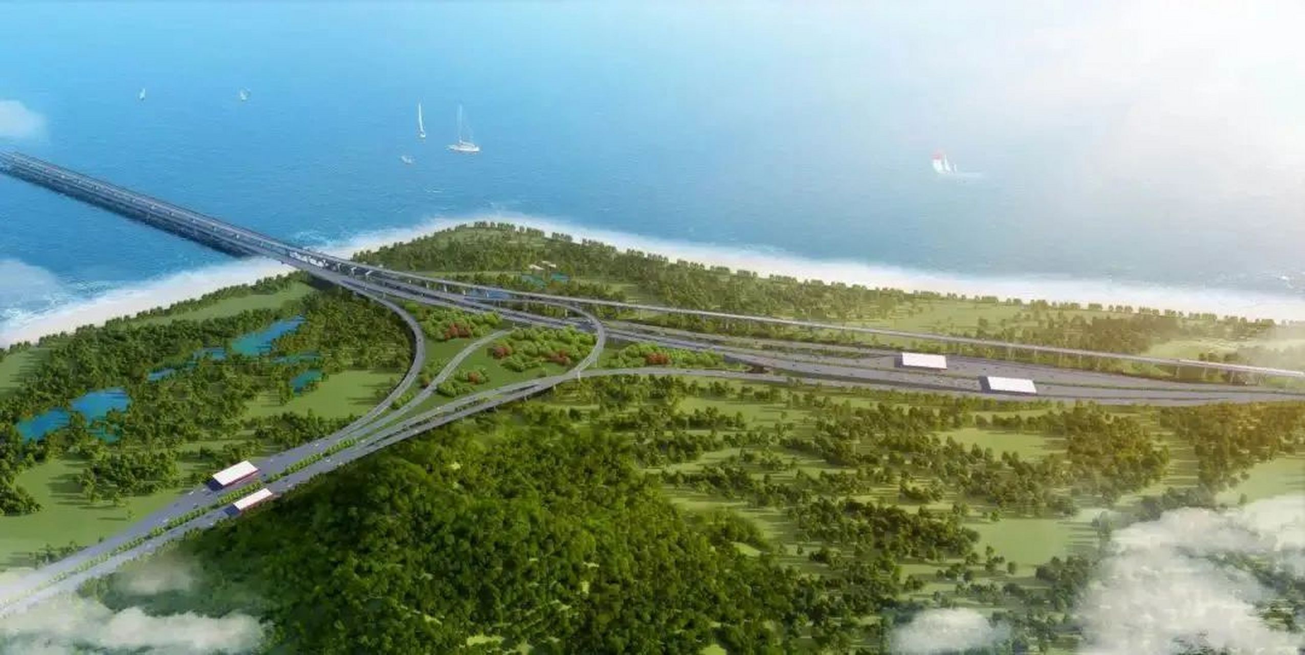 金海公路大桥紫竹湾互通立交预计9月具备通车条件!